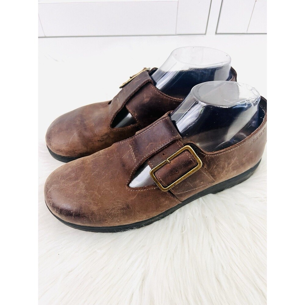Naot Brown Distressed Thick Leather Mary Jane Cottagecore Comfort Shoes EU39 US8